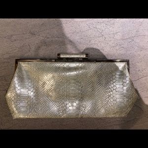 INC. Carolyn Gold Faux Snakeskin Leather Clutch